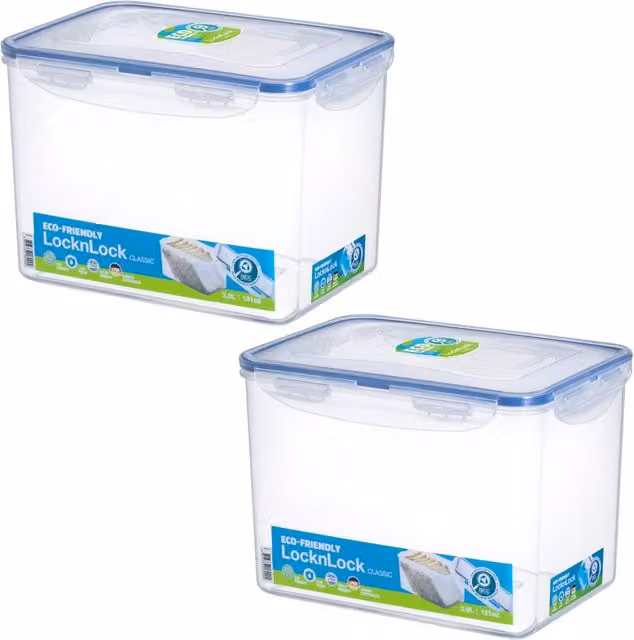LocknLock Classic Rectangular Food Storage Container, Transparent, 3.9 l