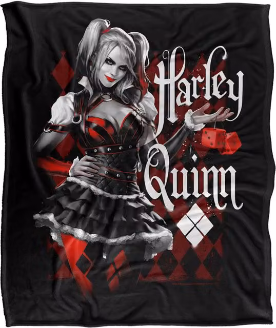 Warner Bros. Batman Arkham Knight Harley Quinn Dice Silky Touch Super Soft Fleece Throw Blanket, Multicolour, W: 91.44 cm x L: 147 cm – 6