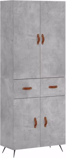 Berkfield Home Highboard in Concrete Grey, W: 69.5 cm, D: 34 cm, H: 180 cm