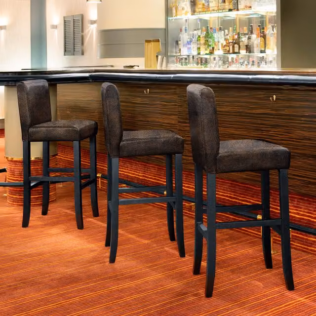tectake Breakfast Bar Stool in Brown Synthetic Leather
