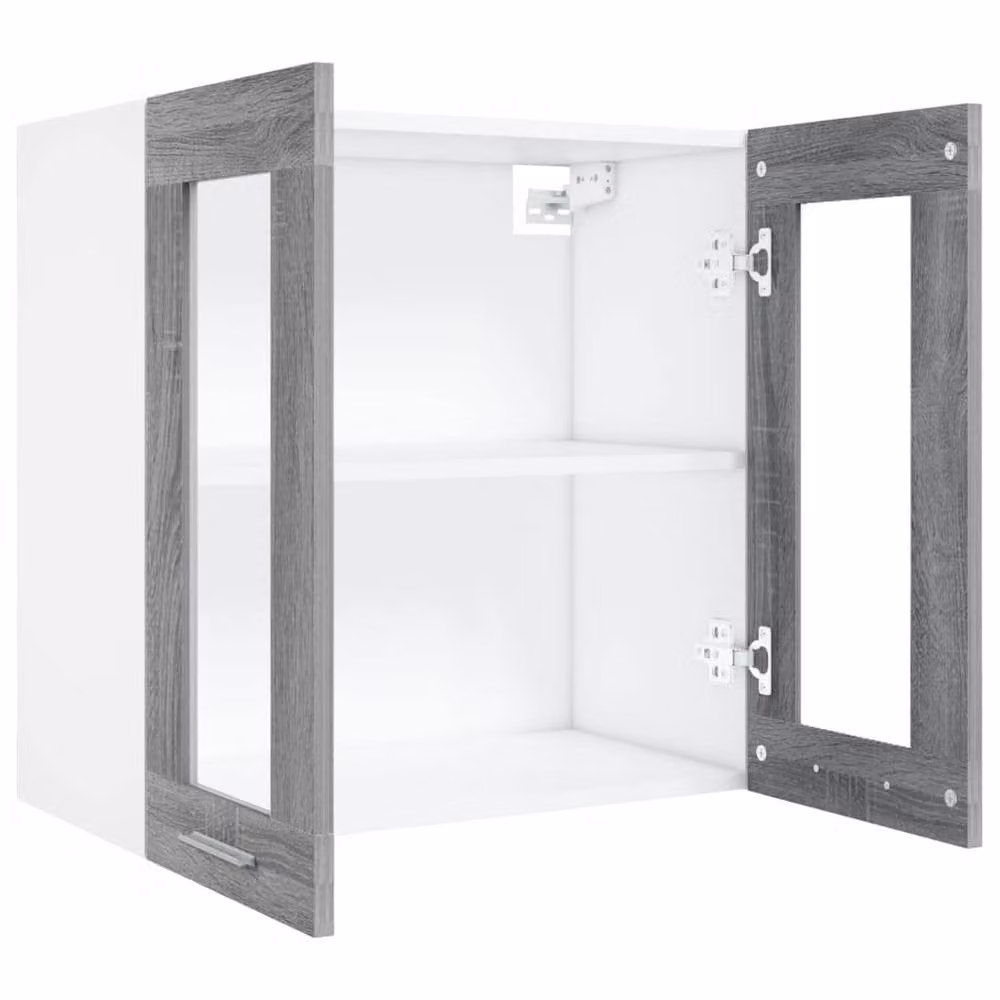 Berkfield Home Hanging Glass Cabinet in Grey Sonoma, W/D/H: 60 x 31 x 60 cm – 2