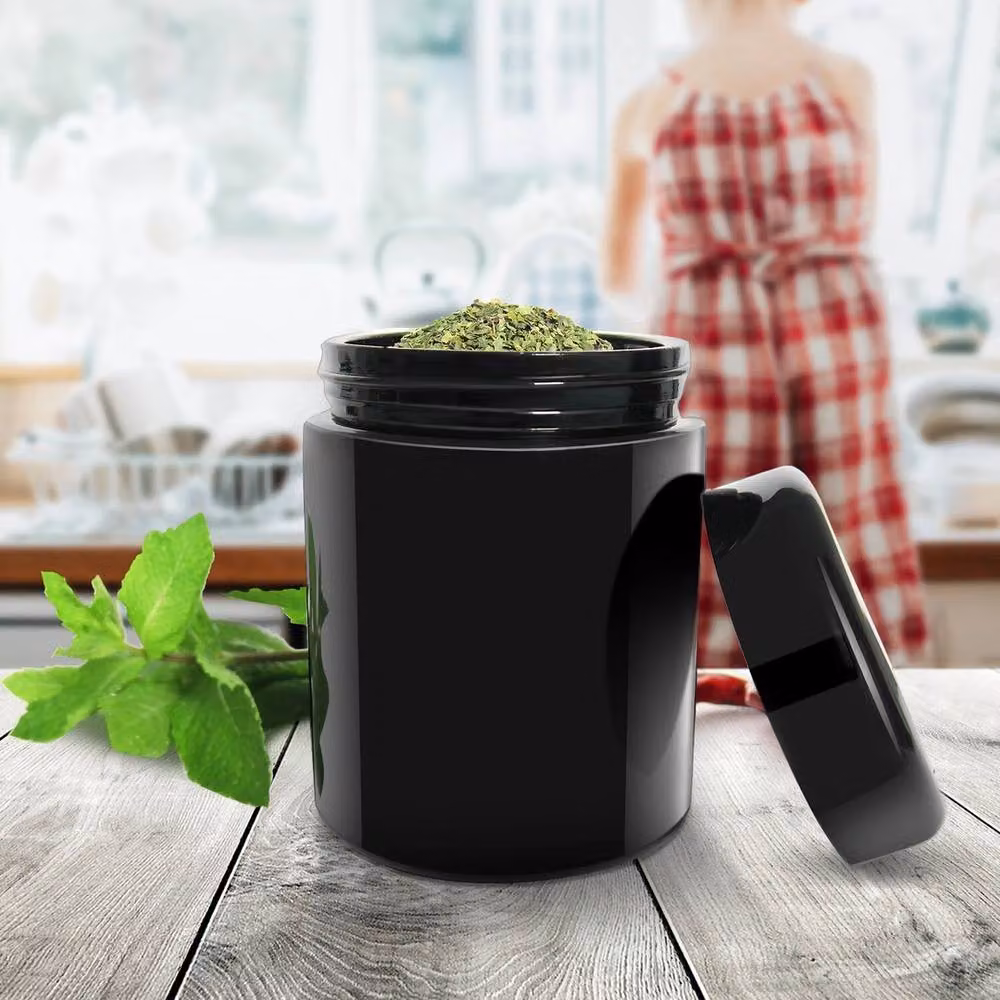 VOGREX Black UV Glass Airtight Smell Proof Herb Storage Jar, 250ml – 6