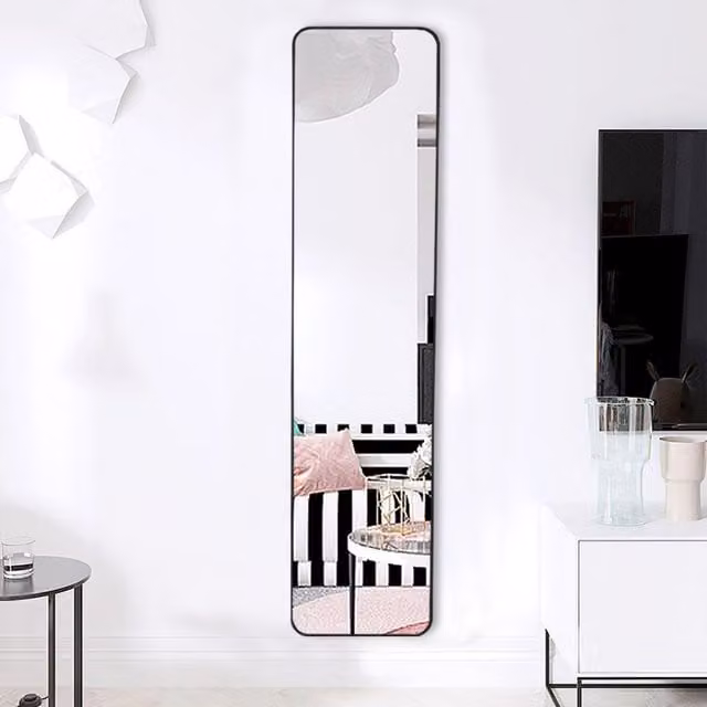 Livingandhome Modern Rectangular Wall-Mounted Full Length Mirror in Black