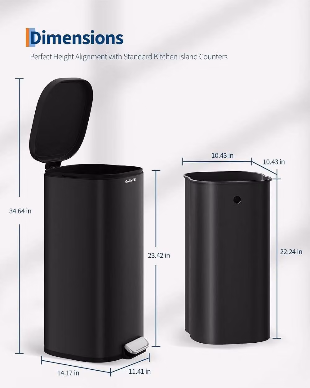London Boutique 30L Stainless Steel Pedal Bin with Soft Close Lid and Removable Inner Bucket, Black – 5