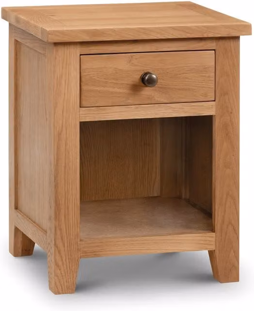 Julian Bowen Marlborough One Drawer Bedside Table in Brown Pine Wood