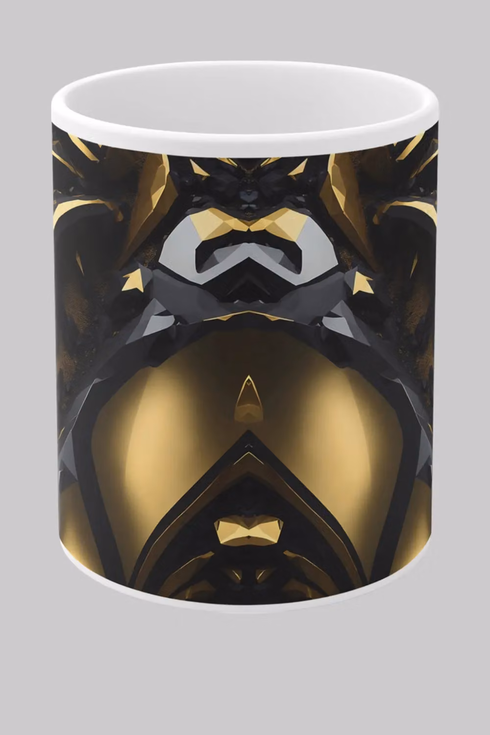Simply Stunning Mugs Set of 2 White Ceramic Mugs with Black and Gold Geometric Abstract Design – 3