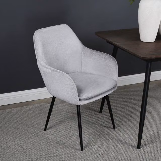 Home Garden Direct Muse Accent Chair with Grey Woven Fabric Upholstery and Metal Frame – 1