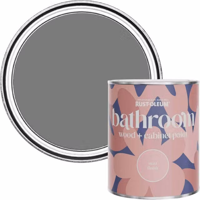 Rust-Oleum Moisture Resistant Bathroom Wood and Cabinet Paint in Matt Finish, Grey, 0.75 l – 1