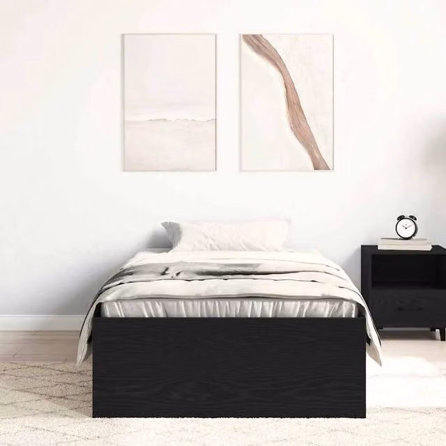 Berkfield Home Durable Bed Frame in Black Oak, W/D/H: 100 x 200 cm – 1