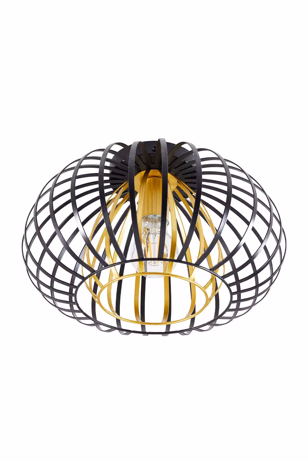 Living and Home Metal Lantern Shape Ceiling Light in Black and Gold/Brass – 2