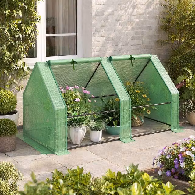 STILVORA Mini Greenhouse with Roll-Up Doors, Green, W/D/H: 180 x 90 x 90 cm – 1