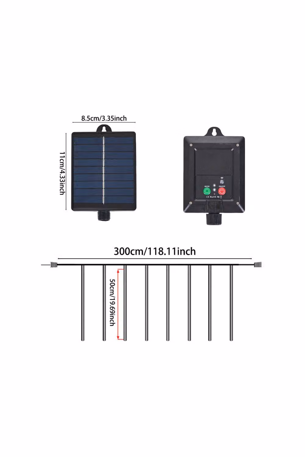 Living and Home Solar-Powered White LED Meteor Shower String Lights with Remote Control, Dusk Sensor and Timer – 4