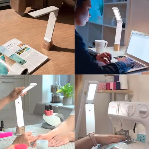 Daylight Company Smart Go Portable LED Task Lamp, White, Rechargeable and Dimmable with 95+ CRI – 4
