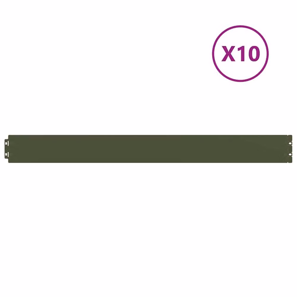 Berkfield Home Lawn Edgings, 10 Pieces, Olive Green, Cold-rolled Steel, H x W: 10 x 103 cm – 3