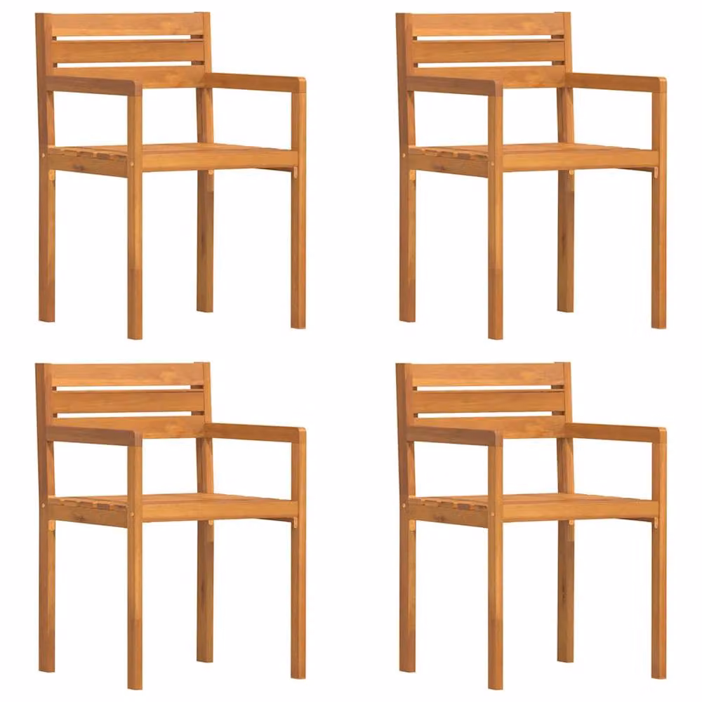 Berkfield Home Beautiful Garden Chairs, Set of 4, Brown Oiled Acacia Wood, W/D/H: 50 x 53 x 80 cm – 2
