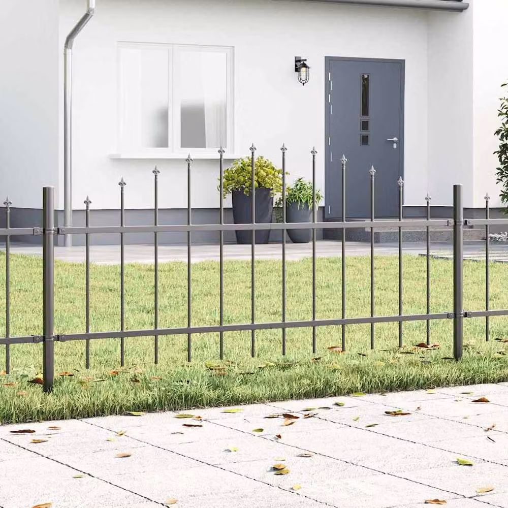 Berkfield Home Spike Arch and Fence Panel Set of 2, Grey Powder-Coated Steel, H 170 x W 120 x D 2 cm – 2