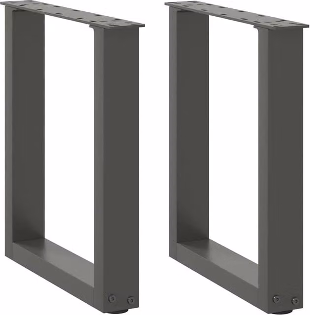 Berkfield Home U-Shaped Steel Coffee Table Legs, 2 Pieces, Anthracite and Black, H: 38 cm, W: 42.5 cm