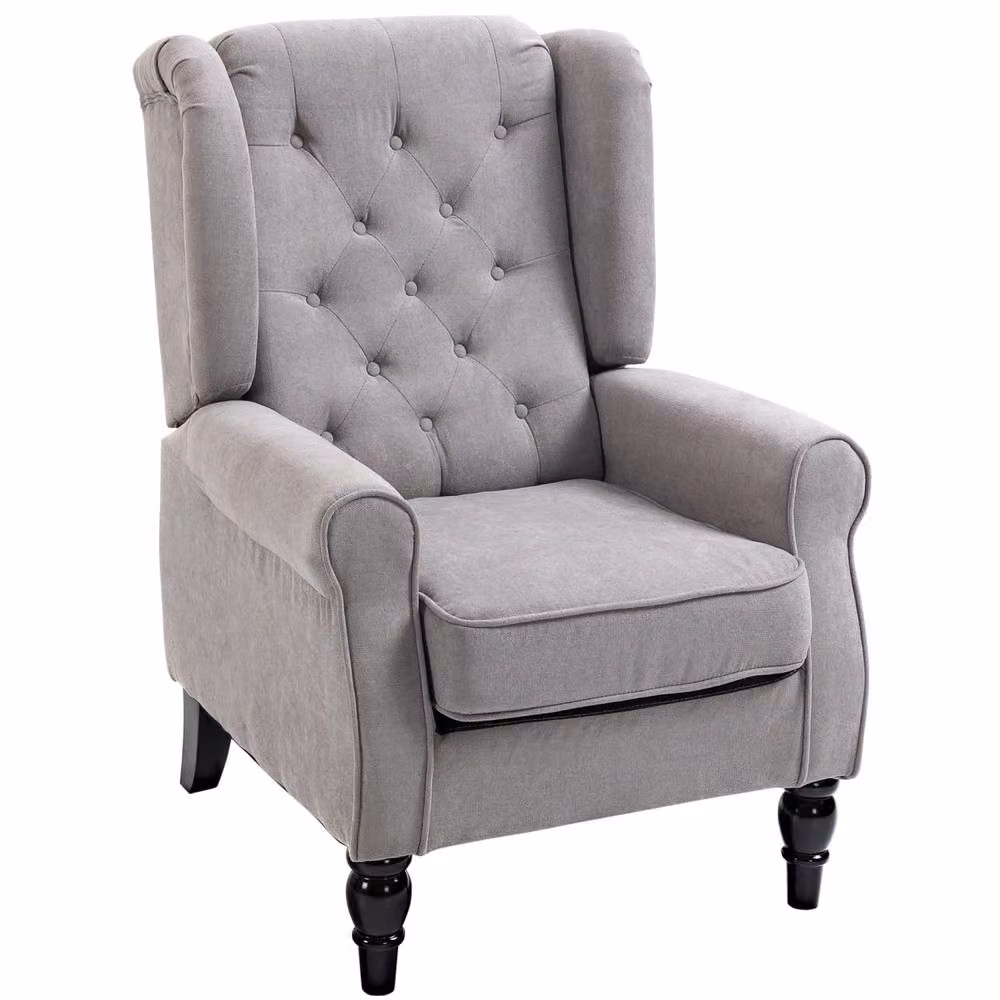 Wyld Haus Grey Fabric Wingback Accent Chair with Solid Wood Frame and Armrests – 2