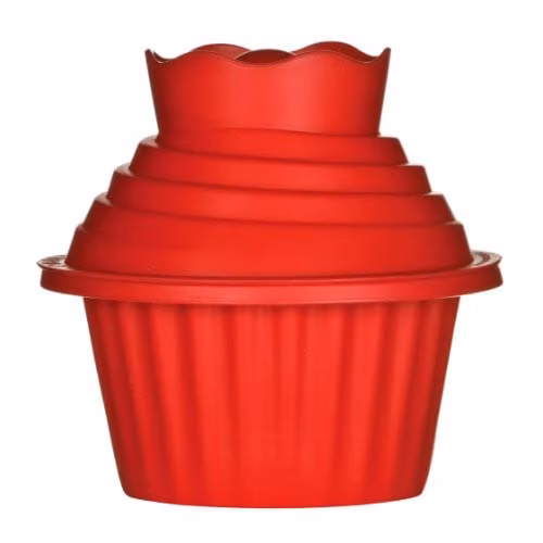 Orsina Non-Stick Red Silicone 3-Piece Giant Cupcake Muffin Tray, H18 x W19 x D19 cm