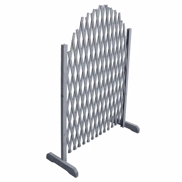 Berkfield Home Grey Solid Firwood Trellis Fence, H 180 cm x W 100 cm