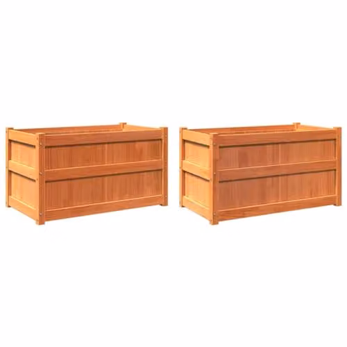 vidaXL Set of 2 Wax Brown Solid Wood Pine Garden Planter Tubs