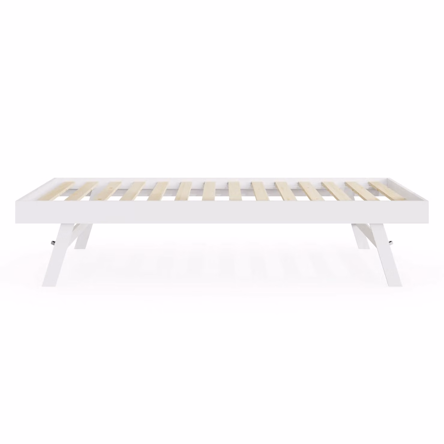 GFW Madrid White Lacquered Solid Wood Single Trundle Under Bed Frame W/D/H: 90 x 190 cm – 3