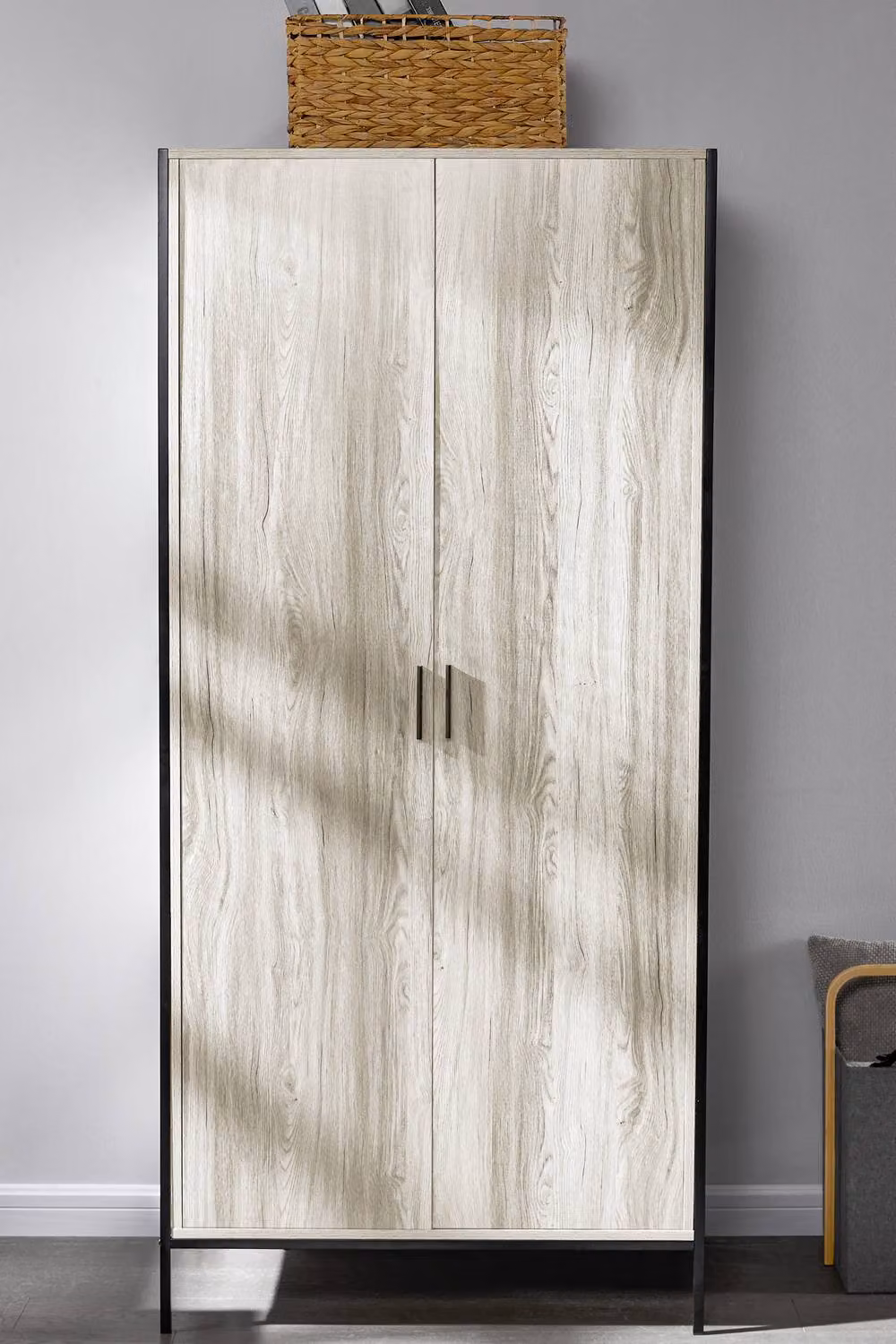 HD Designs Brooklyn 2 Door Wardrobe in Grey, W/D/H: 180 x 52 x 83 cm – 4