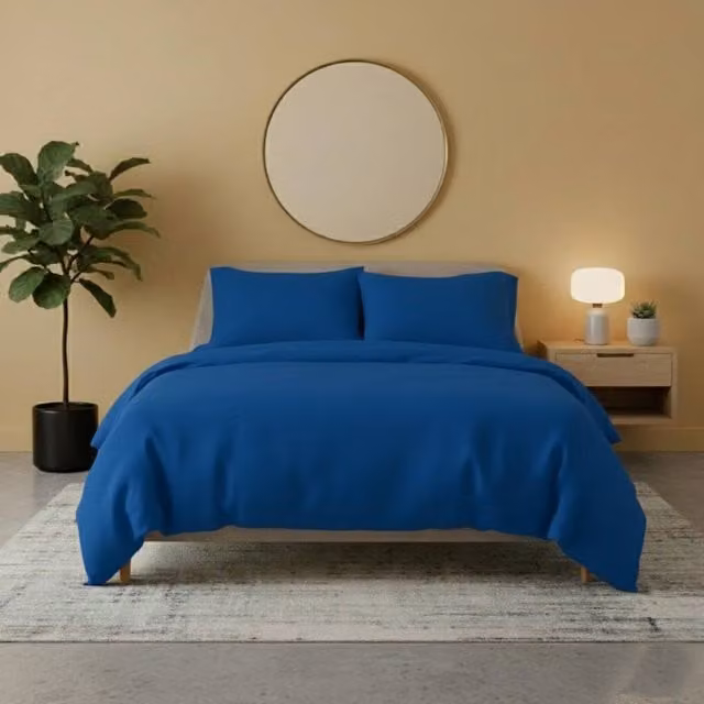 Snug City Flannelette Cotton Duvet Cover and Pillowcase Set in Petrol Blue, Super King, 200 x 200 cm – 1
