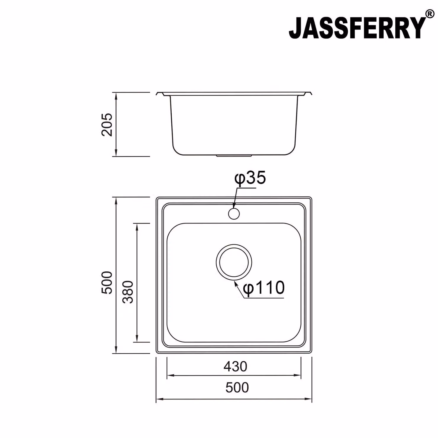 JASSFERRY Stainless Steel Drop-in Campervan Countertop Sink in Silver – 2