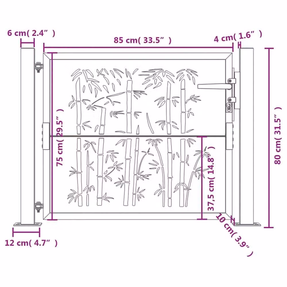 Berkfield Home Beautiful Garden Gate in Anthracite Grey Steel, W: 80 cm, H: 105 cm – 6