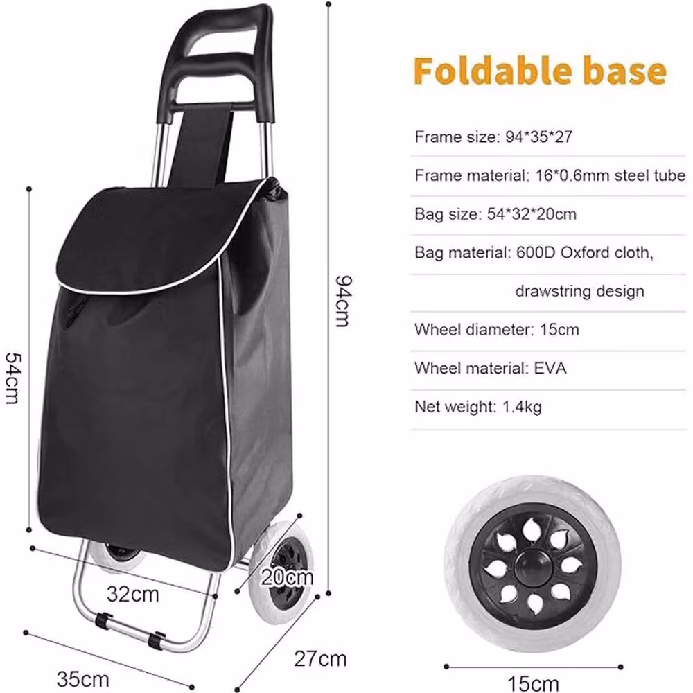 Kelvenix Light Shopping Grocery Trolley with 2 Wheels in Black – 2