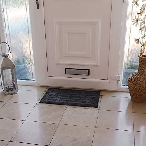 JVL Non-Slip Knit Indoor Doormat, Anthracite Grey, W: 40 cm, D: 60 cm – 6
