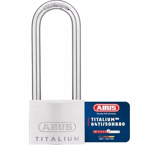 ABUS Titalium Aluminium Alloy Padlock with 80mm Long Shackle, Keyed Alike, White