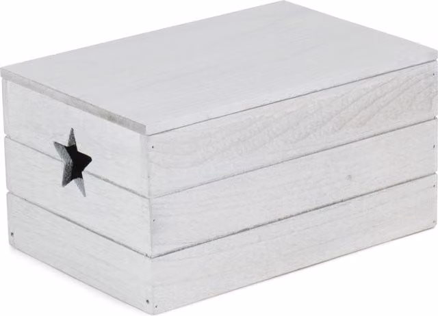 Red Hamper Wooden Vintage Effect Star Cut Out Box in Grey and White with Handles, 30 cm