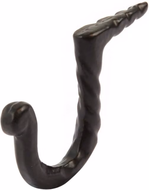 Hammer and Tongs Matt Black Powder-Coated Iron Twisted Nail Hook, Pack of 5, W: 0.5 cm, H: 4 cm