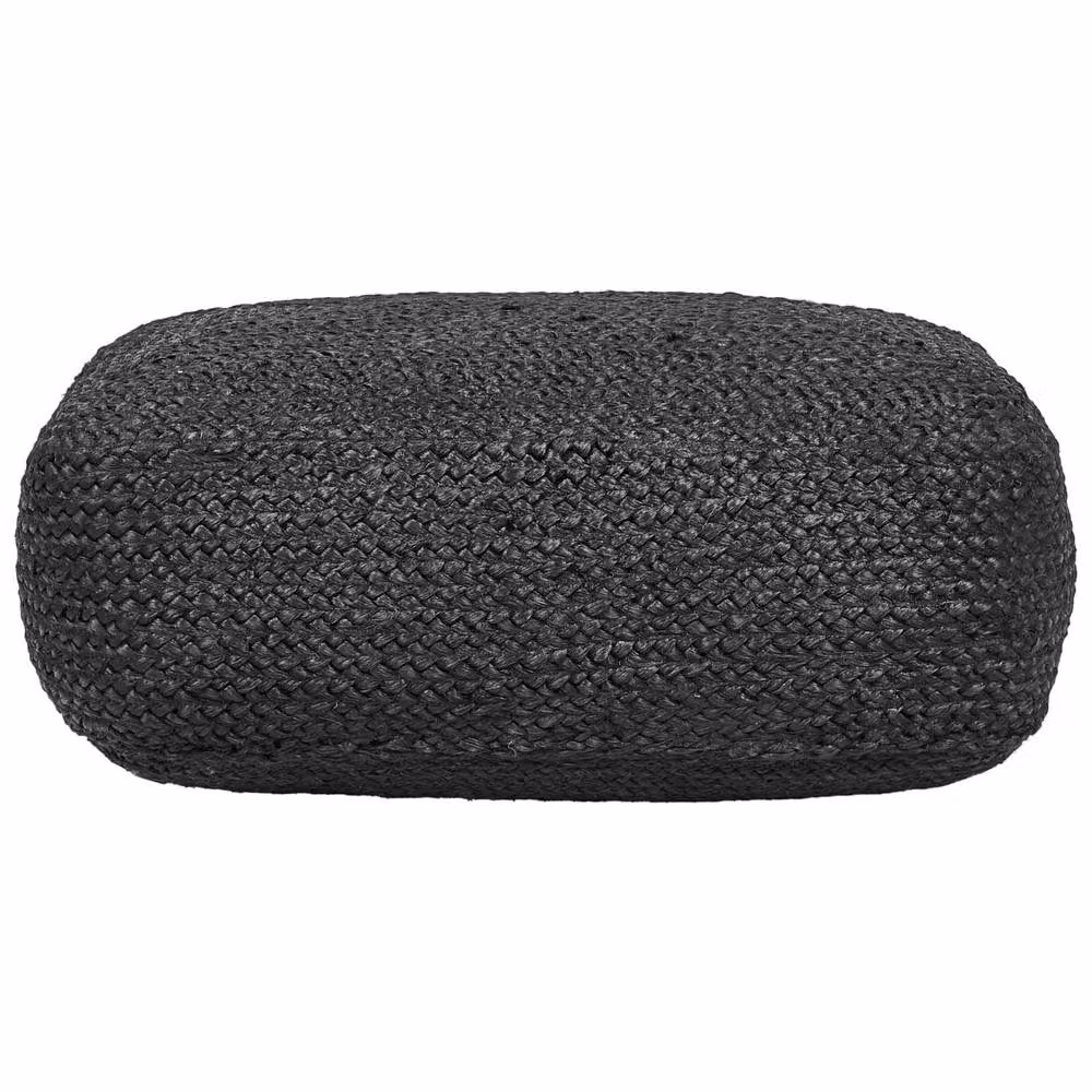 Wyld and Coco Black Jute Rectangular Floor Cushion with EPS Beads W/D/H: 70 x 40 x 20 cm – 3