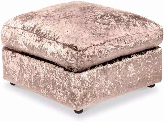 Snugg Furniture UK Limited Aurora Crushed Velvet Footstool in Light Beige, W/D/H: 60 x 40 x 40 cm