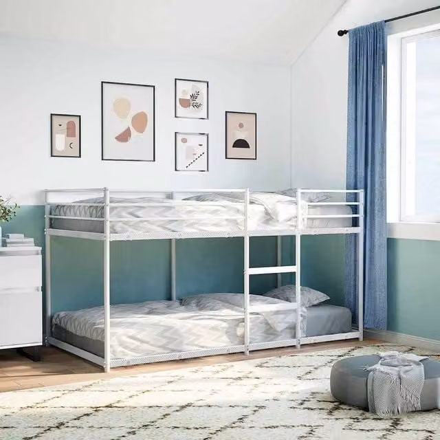 Berkfield Home White Metal Breathable Bunk Bed without Mattress W/D/H: 200 x 100 x 111 cm