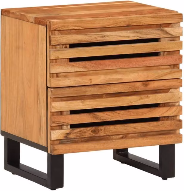 Berkfield Home Set of 2 Acacia Wood Bedside Cabinets in Brown, W/D/H: 40 x 34 x 46 cm – 1