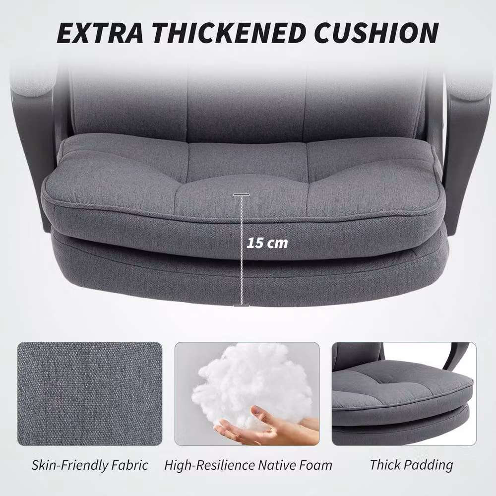 STILVORA Grey Fabric Task Chair with High Back and Armrests – 6