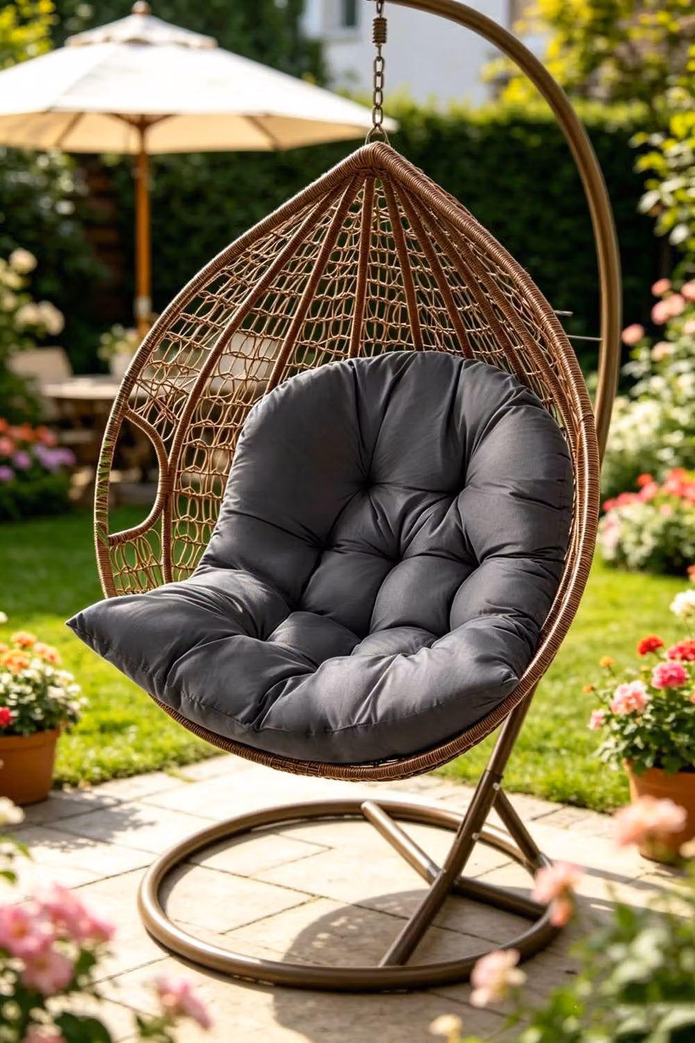 ExtraStar Black Cotton Garden Hanging Swing Egg Chair Cushions – 2