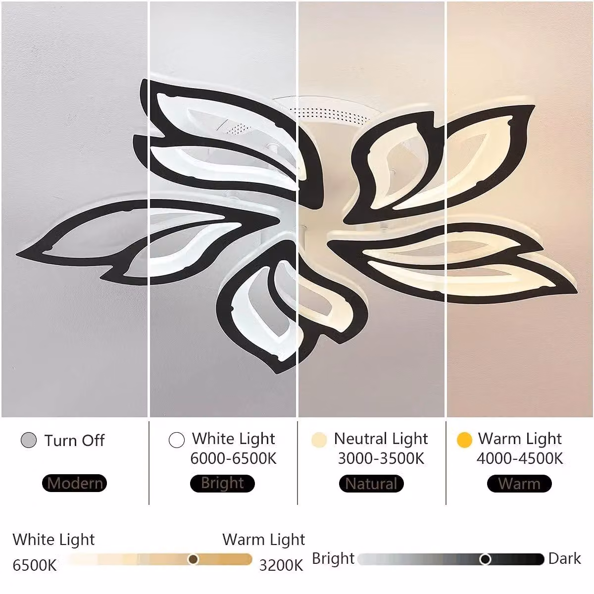 Garwarm Black Modern Leaves LED Flush Mount Ceiling Light Fixture – 3
