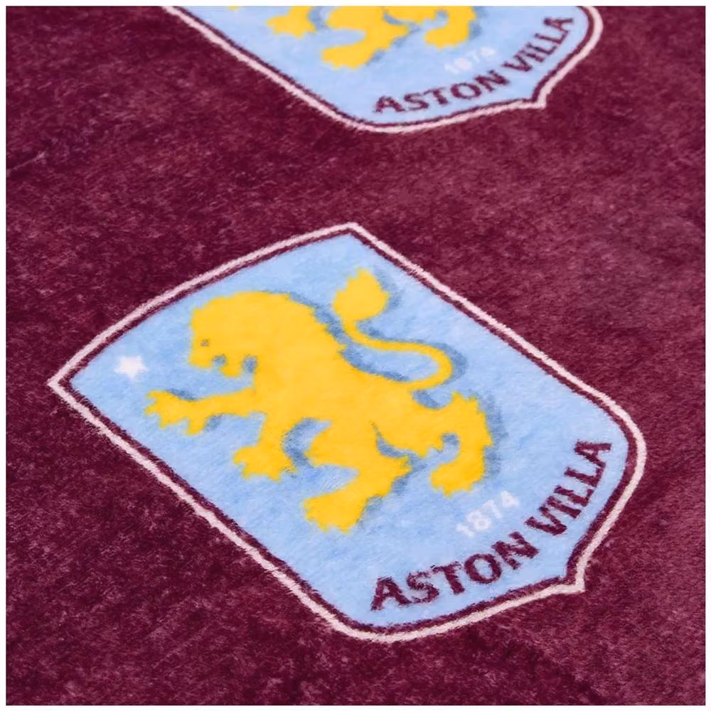 Aston Villa FC Fluffy Red Fleece Multi Crest Blanket – 2