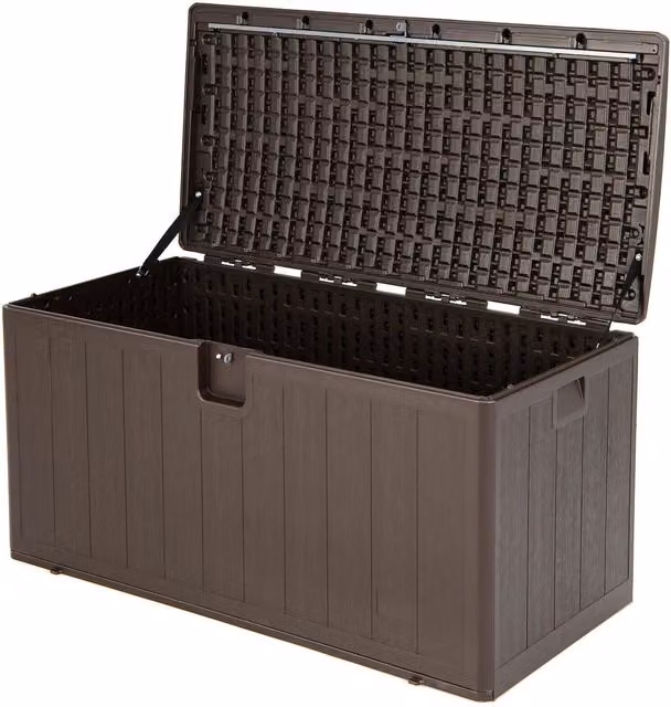 COSTWAY Brown Plastic Outdoor Patio Deck Box