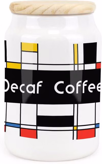 Purely Home Retro Art Deco Ceramic Decaf Coffee Storage Canister in Black, White and Multicolour