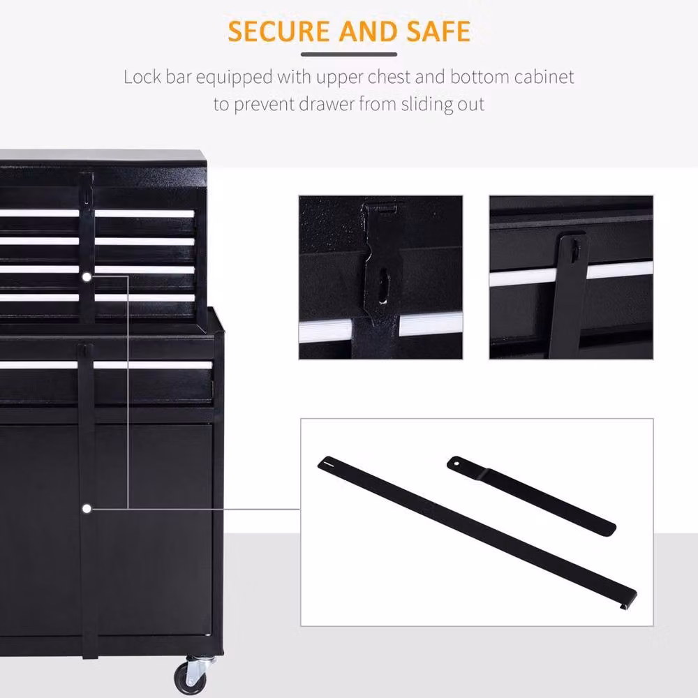 Ventryn 2 in 1 Metal Tool Cabinet Cart with 5 Lockable Drawers, Black – 5