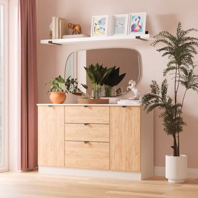 Ready Assembled 2 U Norway 2 Door 3 Drawer Sideboard in Beige – 1