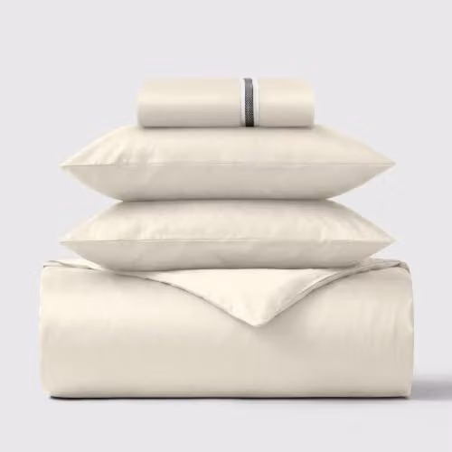 Bedable 100% Cotton Sateen Bedding Set in Beige, 460 Thread Count, W/D/H: 140 x 200 cm – 1