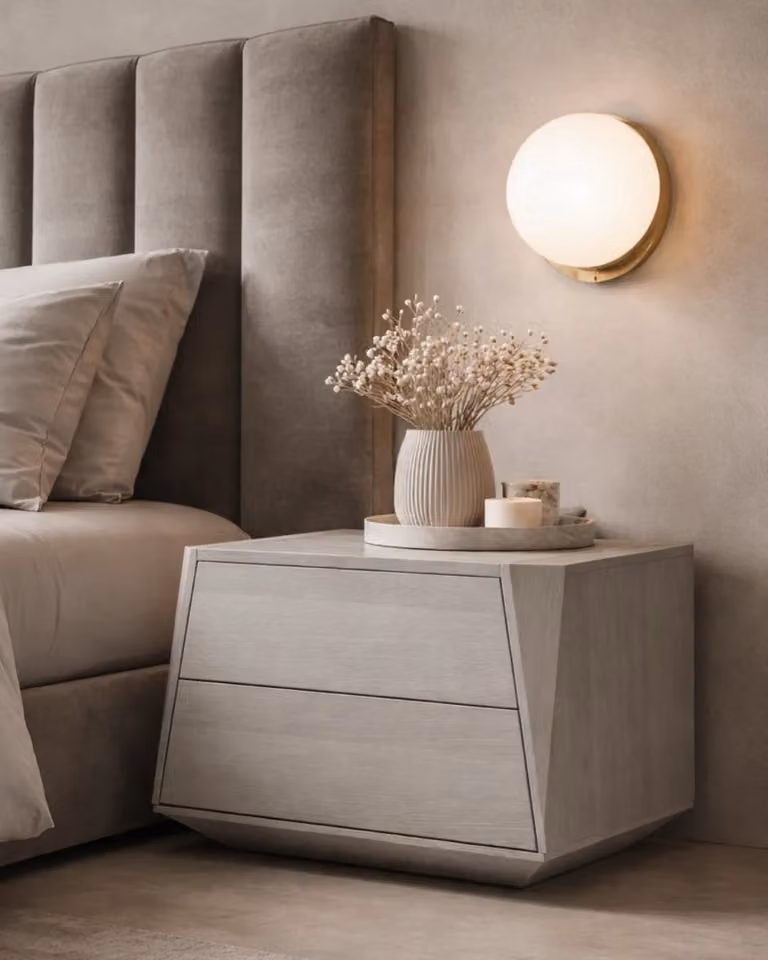 Tommy Franks Modern Oak Wood Bedside Table in Grey