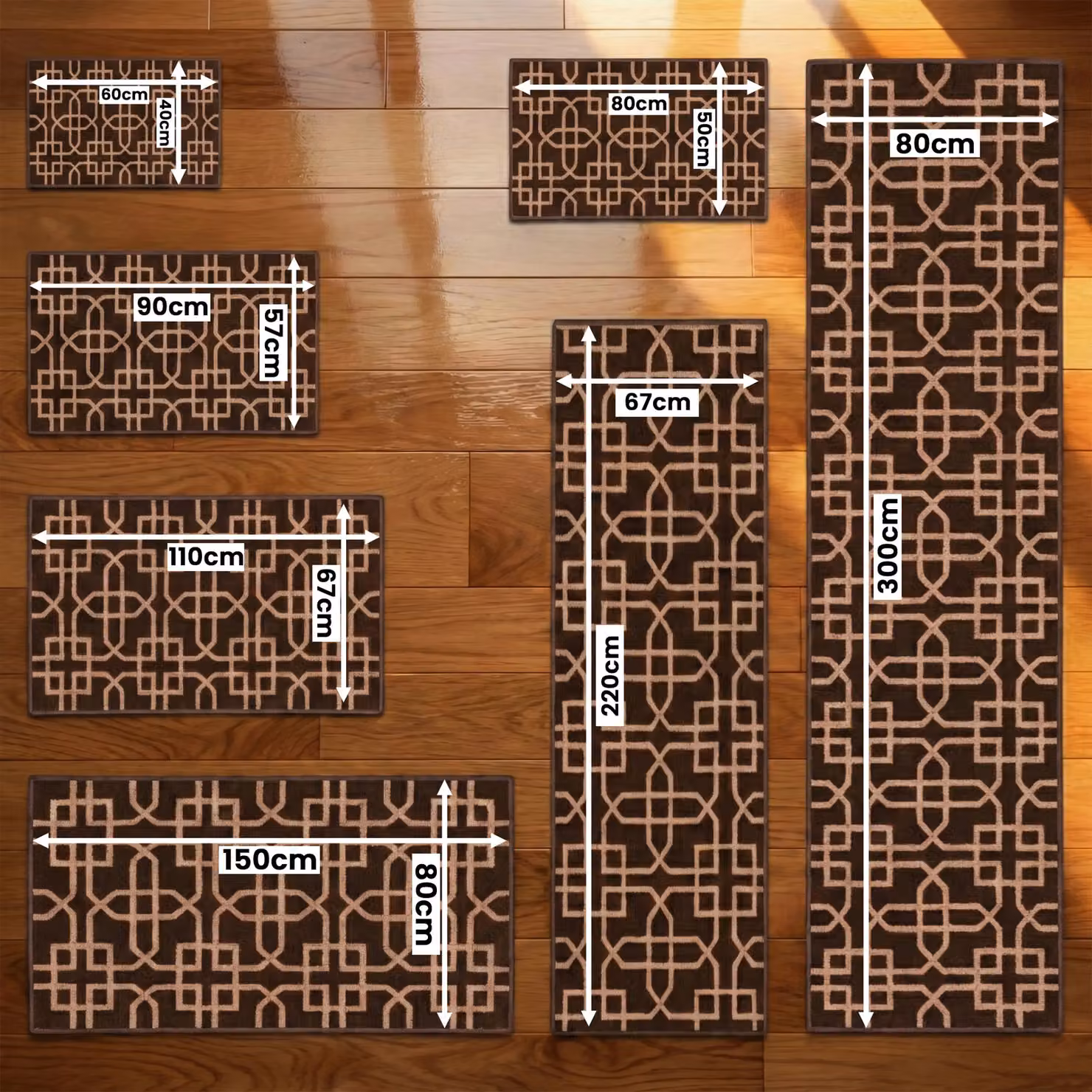 Smart Living Siam Heavy Duty Non Slip Hallway and Kitchen Door Mat, Brown, W: 80 cm, L: 150 cm – 2